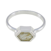 Rutile Quartz Solitaire American 925 Silver Yellow Gemstones Dainty Feminine Ring Jewelry