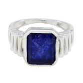 Indian Blue Sapphire Solitaire Egyptian Silver Blue Gemstone Mid weight Signet Ring Jewelry