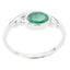 Indian Emerald Solitaire Korean 92.5 Silver Green Gems Delicate Graceful Ring Jewelry