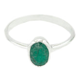 Indian Emerald Solitaire Japanese Silver Green Gemstones Delicate Luxurious Ring Jewelry