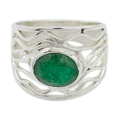 Indian Emerald Solitaire Mexican Sterling Silver Green Gems Minimal Rope Wire Ring Jewelry