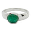 Indian Emerald Solitaire Russian Silver Green Gemstones Mid weight Romantic Ring Jewelry