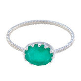 Indian Emerald Solitaire Turkish 925 Sterling Silver Green Gems Elegant Twist Ring Jewellery