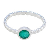 Indian Emerald Solitaire Egyptian Silver Green Gems Slim Graceful Ring Jewellery