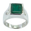 Indian Emerald Solitaire French 925 Sterling Silver Green Gemstones Edgy Signet Ring Jewellery