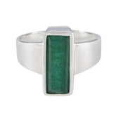 Indian Emerald Solitaire Indian Silver Green Gemstone Eye catching Trendy Ring Jewellery
