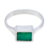 Indian Emerald Solitaire Egyptian 925 Sterling Silver Green Gemstone Featherlight Feminine Ring Jewellery