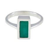 Indian Emerald Solitaire Russian 925 Sterling Silver Green Gems Slim Sophisticated Ring Jewelry