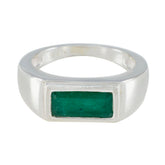 Indian Emerald Solitaire Indian Silver Green Gemstone Tiny Romantic Ring Jewelry