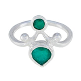 Indian Emerald Toi et Moi Moroccan Sterling Silver Green Gemstones Tiny Love Ring Jewelry