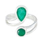 Indian Emerald Toi et Moi French 925 Silver Green Gemstones Tiny Love Ring Jewelry