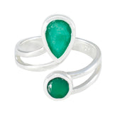 Indian Emerald Toi et Moi French 925 Silver Green Gemstones Tiny Love Ring Jewelry