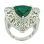 Indian Emerald Halo Egyptian Silver Green Gemstone Statement Filigree Ring Jewellery