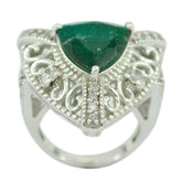 Indian Emerald Halo Egyptian Silver Green Gemstone Statement Filigree Ring Jewellery