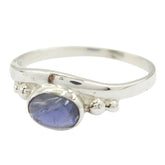 Iolite Solitaire Japanese 925 Sterling Silver Blue Gemstone Delicate Fairytale Ring Jewellery