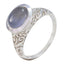 Iolite Solitaire French 92.5 Silver Blue Gemstones Minimal Art Deco Ring Jewelry