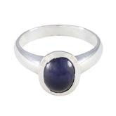 Iolite Solitaire French Sterling Silver Blue Gemstones Classic Sophisticated Ring Jewelry