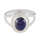 Iolite Solitaire Spanish 92.5 Silver Blue Gems Classic Rope Wire Ring Jewellery