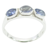 Iolite Trilogy Japanese Sterling Silver Blue Gemstone Dainty Feminine Ring Jewellery