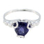 Iolite Solitaire Mexican 925 Silver Blue Gems Delicate Rope Wire Ring Jewellery