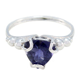 Iolite Solitaire Mexican 925 Silver Blue Gems Delicate Rope Wire Ring Jewellery