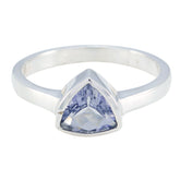 Iolite Solitaire Turkish Sterling Silver Blue Gems Dainty Geometric Ring Jewelry