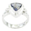 Iolite Solitaire Russian 92.5 Silver Blue Gemstone Slim Artisan Ring Jewellery