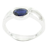Iolite Solitaire Russian 92.5 Silver Blue Gemstone Featherlight Traditional Ring Jewelry