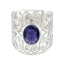 Iolite Solitaire Italian Silver Blue Gemstones Eye catching Filigree Ring Jewellery