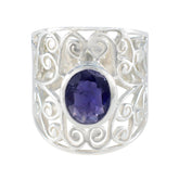 Iolite Solitaire Italian Silver Blue Gemstones Eye catching Filigree Ring Jewellery