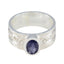 Iolite Solitaire Indian 92.5 Silver Blue Gems Mid weight Art Deco Ring Jewelry