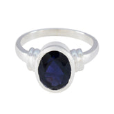 Iolite Solitaire German Silver Blue Gemstones Mid weight Feminine Ring Jewellery