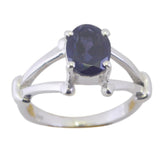 Iolite Solitaire German Sterling Silver Blue Gemstones Tiny Modern Ring Jewellery