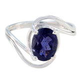 Iolite Solitaire Japanese Silver Blue Gemstone Delicate Sophisticated Ring Jewelry