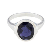 Iolite Solitaire African 925 Silver Blue Gemstone Slim Traditional Ring Jewelry