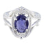 Iolite Solitaire French 925 Sterling Silver Blue Gemstones Slim Boho Ring Jewellery