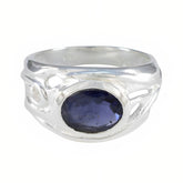 Iolite Solitaire French 925 Sterling Silver Blue Gems Mid weight Fairytale Ring Jewelry