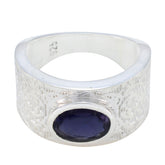 Iolite Solitaire African 925 Sterling Silver Blue Gemstone Essential Art Deco Ring Jewelry
