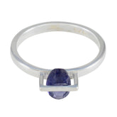 Iolite Solitaire American 92.5 Silver Blue Gemstone Delicate Feminine Ring Jewellery