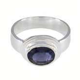 Iolite Solitaire Russian 92.5 Silver Blue Gemstone Classic Fairytale Ring Jewellery