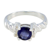 Iolite Solitaire Indian Silver Blue Gemstones Slim Contemporary Ring Jewellery