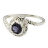 Iolite Solitaire Korean 925 Sterling Silver Blue Gems Dainty Feminine Ring Jewellery