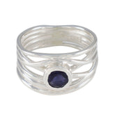 Iolite Solitaire Latin American 925 Silver Blue Gemstones Eye catching Rope Wire Band Jewelry