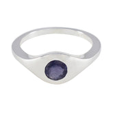 Iolite Solitaire French Sterling Silver Blue Gems Featherlight Modern Ring Jewelry