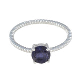 Iolite Solitaire Japanese 92.5 Silver Blue Gemstones Delicate Twist Ring Jewelry
