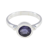 Iolite Solitaire French Sterling Silver Blue Gemstones Slim Sophisticated Ring Jewelry