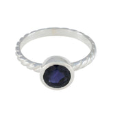 Iolite Solitaire Korean Sterling Silver Blue Gemstone Dainty Romantic Ring Jewellery
