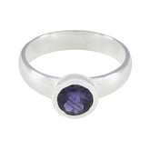 Iolite Solitaire Egyptian 92.5 Silver Blue Gemstone Tiny Feminine Ring Jewelry