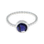 Iolite Solitaire Korean 92.5 Silver Blue Gemstones Delicate Twist Ring Jewelry