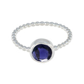 Iolite Solitaire Korean 92.5 Silver Blue Gemstones Delicate Twist Ring Jewelry